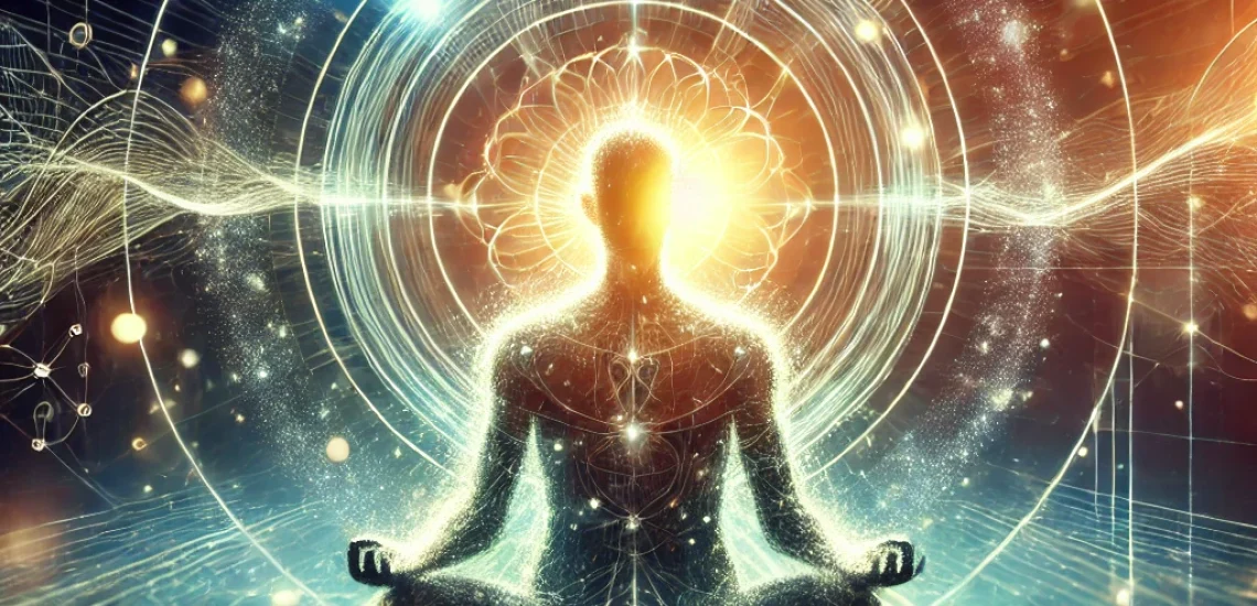 44Tage- A serene and motivating image illustrating the concept of harnessing human attention for personal growth. The image shows a person in a focused medita